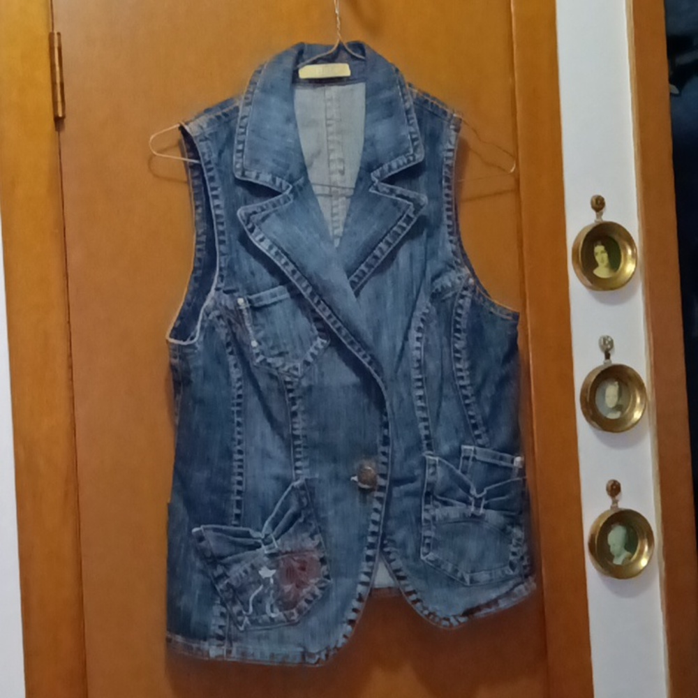 Stylish jeans vest from Biba would say size small